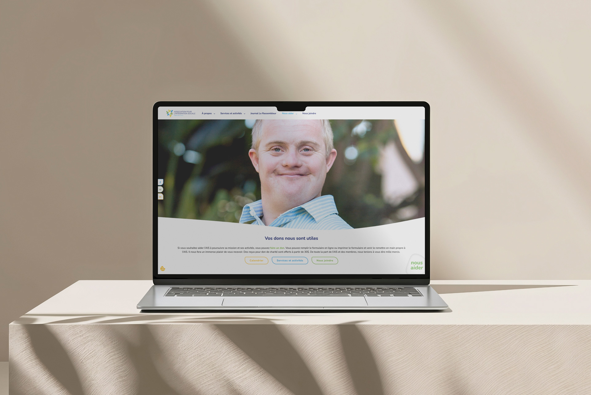 Site web AISBF sur ordinateur