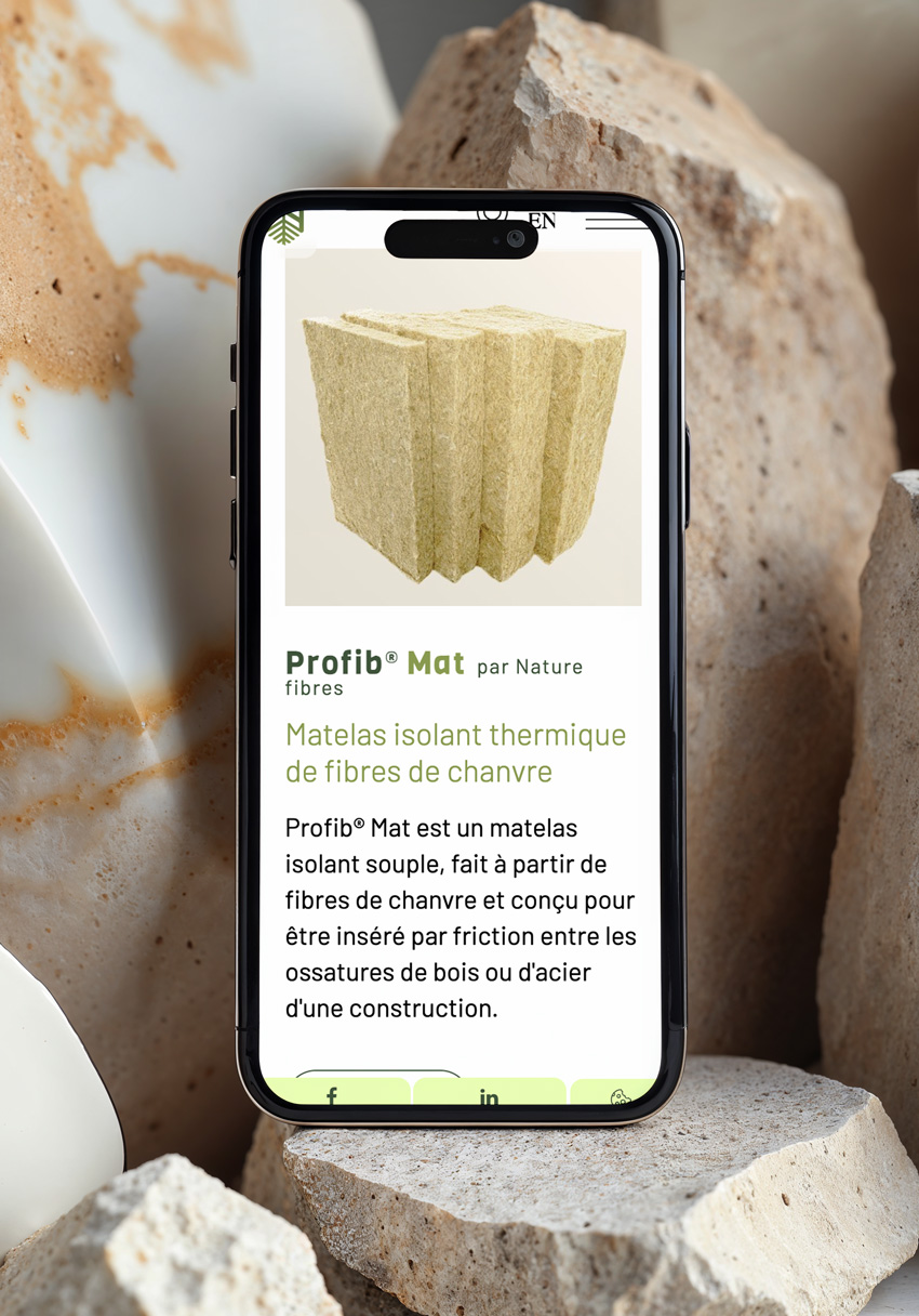 Site web Nature Fibre sur mobile