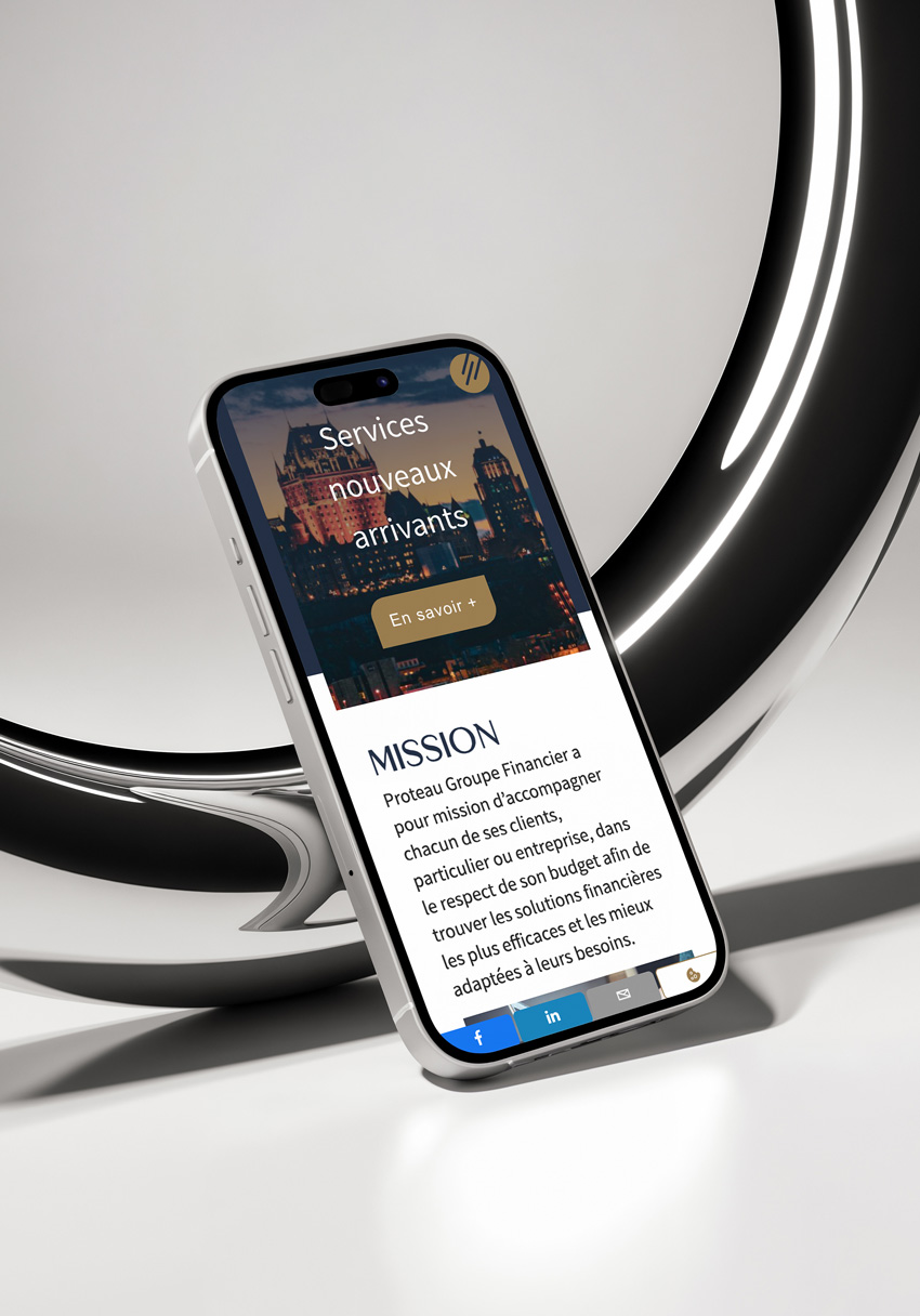 Site web Proteau Groupe Financier sur mobile