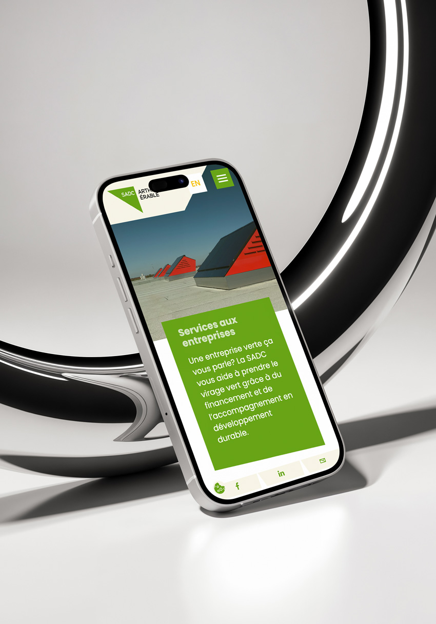 Site web SADCAE sur mobile